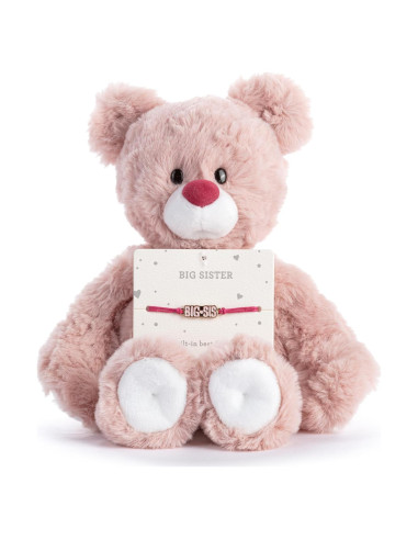 Set Oso de Peluche y Pulsera Hermana Mayor DEMDACO 20 cm