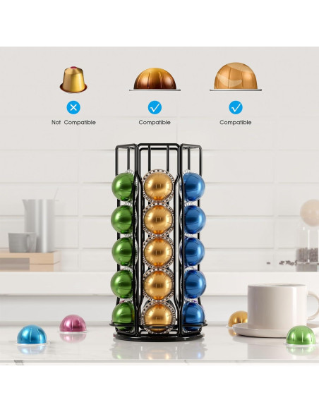 Soporte para Cápsulas de Café SEVENLINE Negro - Almacena 30 Nespresso Vertuo Soporte para Cápsulas de Café SEVENLINE Negro - Almacena 30 Nespresso Vertuo