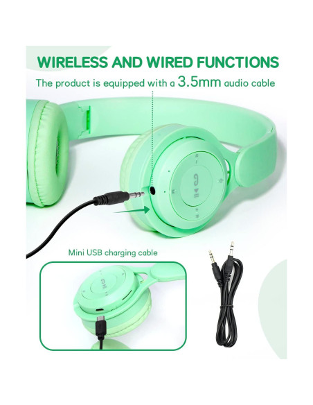 Auriculares Inalámbricos Bluetooth Niños Scorking Verde 2 en 1 Auriculares Inalámbricos Bluetooth Niños Scorking Verde 2 en 1