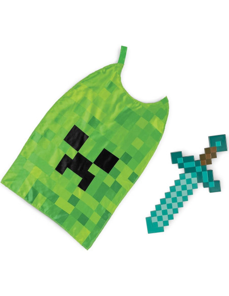 Conjunto disfraz Minecraft Disguise: Capa Creeper y Espada 51.4 cm Conjunto disfraz Minecraft Disguise: Capa Creeper y Espada 51.4 cm