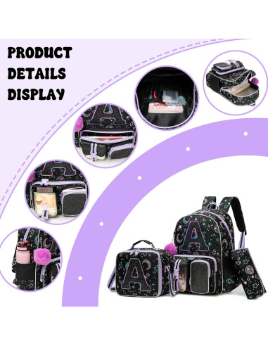Mochila Escolar para Niñas Meetbelify con Caja de Almuerzo