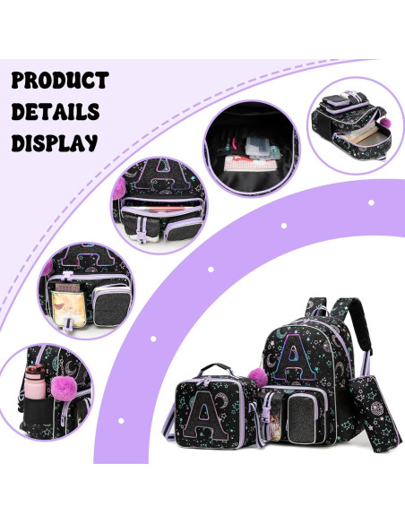 Mochila Escolar para Niñas Meetbelify con Caja de Almuerzo Mochila Escolar para Niñas Meetbelify con Caja de Almuerzo