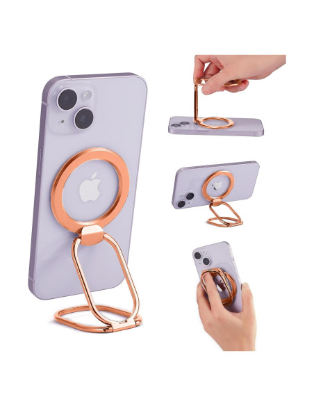 Soporte de Anillo Magnético MagSafe Rimyam Rosa Dorado 2 en 1 Soporte de Anillo Magnético MagSafe Rimyam Rosa Dorado 2 en 1