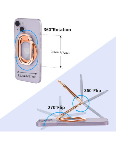 Soporte de Anillo Magnético MagSafe Rimyam Rosa Dorado 2 en 1