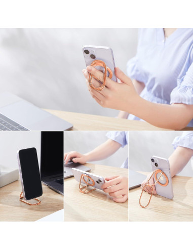 Soporte de Anillo Magnético MagSafe Rimyam Rosa Dorado 2 en 1