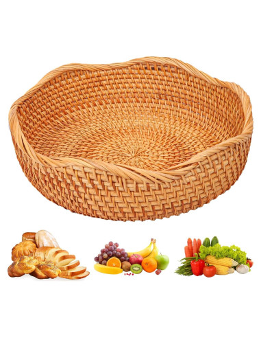 Cesta de Pan de Ratán Hecha a Mano 27 cm Geytetqi