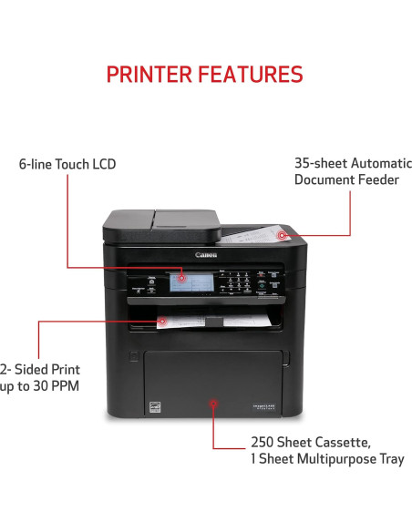 Impresora Láser Inalámbrica Canon imageCLASS MF267dw II - 4 en 1, 30 PPM, Dúplex Impresora Láser Inalámbrica Canon imageCLASS MF267dw II - 4 en 1, 30 PPM, Dúplex