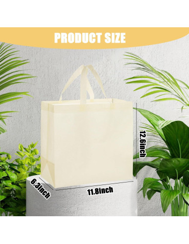 50 Bolsas de Compras Reutilizables No Tejidas Beige 32x16x30cm