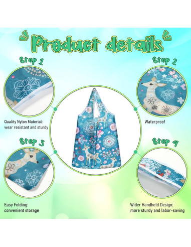 34 Bolsas de Compras Reutilizables Shappy Plegables Flores