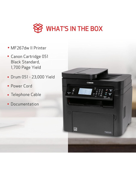 Impresora Láser Inalámbrica Canon imageCLASS MF267dw II - 4 en 1, 30 PPM, Dúplex Impresora Láser Inalámbrica Canon imageCLASS MF267dw II - 4 en 1, 30 PPM, Dúplex