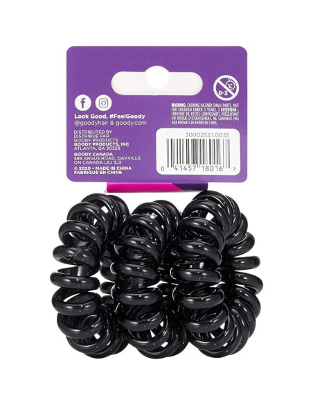 Bandas de Gel Goody 3 Coils Negros para Cabello Grueso Bandas de Gel Goody 3 Coils Negros para Cabello Grueso