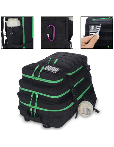 Mochila Táctica de Asalto 45L Impermeable Verde Oscuro