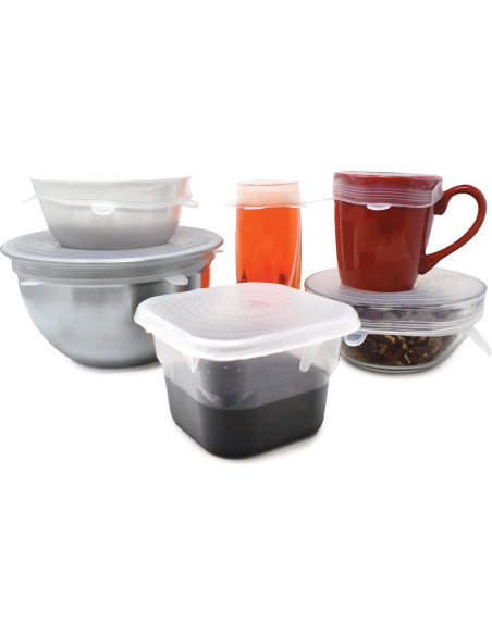 Juego de 6 Tapas Reutilizables de Silicona Norpro 6-28cm Juego de 6 Tapas Reutilizables de Silicona Norpro 6-28cm