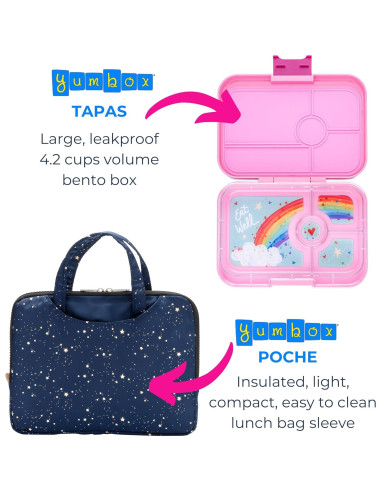 Yumbox Tapas Bento Box Rosa Capri 4 Compartimentos 4.2 Tazas