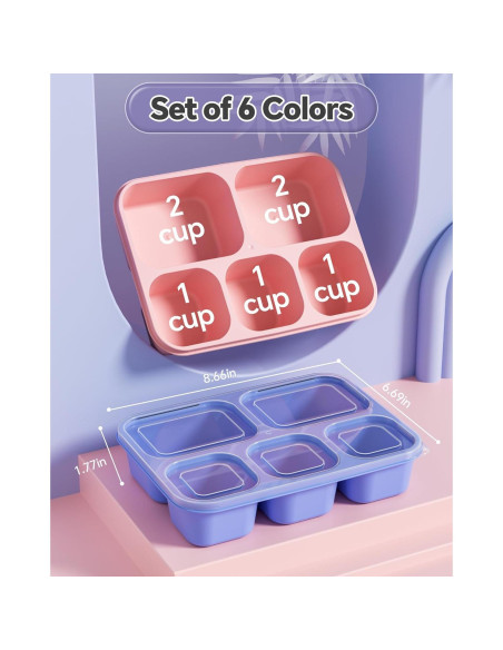 Juego de 6 Contenedores de Snack Bento Canfanni 5 Compartimentos Juego de 6 Contenedores de Snack Bento Canfanni 5 Compartimentos