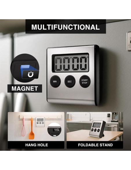 Temporizadores de Cocina Digitales AOUVES 2 Pack Acero Inoxidable Temporizadores de Cocina Digitales AOUVES 2 Pack Acero Inoxidable
