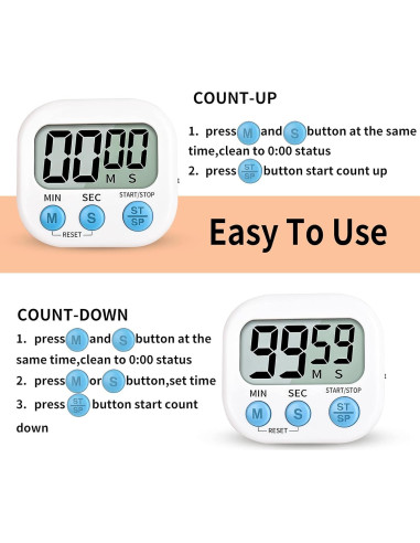 Temporizador Digital de Cocina Mitlker Blanco con Alarma Fuerte