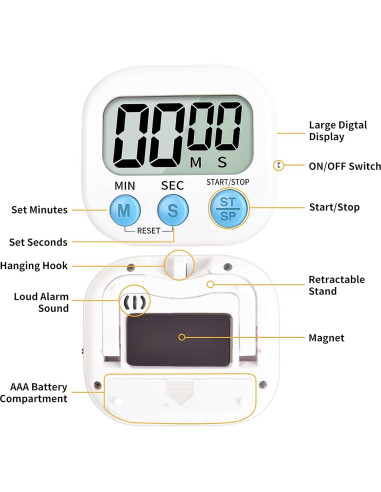 Temporizador Digital de Cocina Mitlker Blanco con Alarma Fuerte