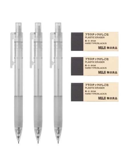 Lápiz Mecánico MUJI 0.5mm Negro con Agarre de Goma - 3 Pcs Lápiz Mecánico MUJI 0.5mm Negro con Agarre de Goma - 3 Pcs