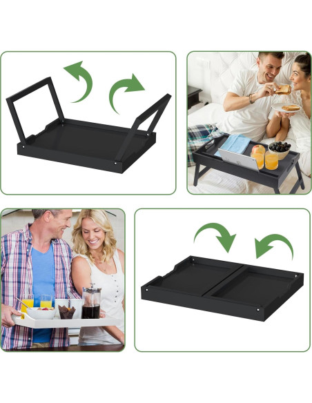 Mesa de cama plegable de bambú Promitop - 2 piezas, negra Mesa de cama plegable de bambú Promitop - 2 piezas, negra