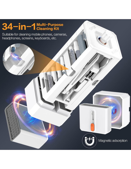 Kit de limpieza 34 en 1 Sunoyar para iPhone y laptop blanco Kit de limpieza 34 en 1 Sunoyar para iPhone y laptop blanco