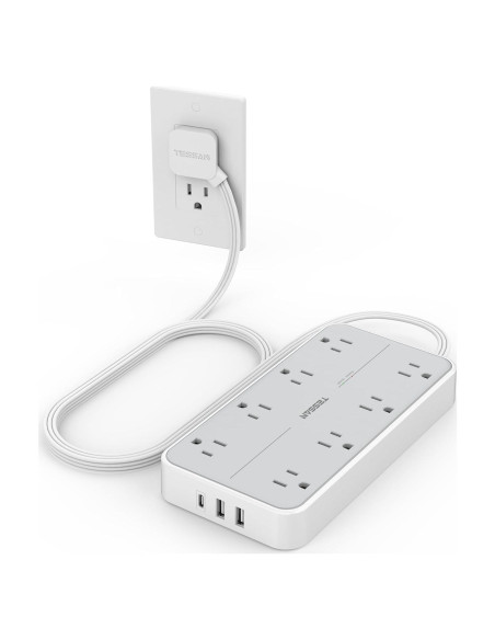 Tira de Alimentación TESSAN 8 Salidas 3 USB Carga 1080J Tira de Alimentación TESSAN 8 Salidas 3 USB Carga 1080J