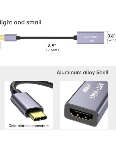 Adaptador USB C a HDMI 4K MT-VIKI - Compatible con MacBook y más