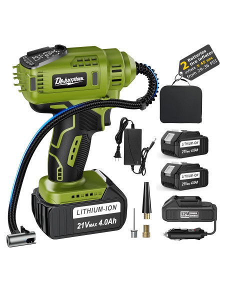 Inflador de Neumáticos Portátil DEJUNPIOOL 21V 4000mAh LED Inflador de Neumáticos Portátil DEJUNPIOOL 21V 4000mAh LED