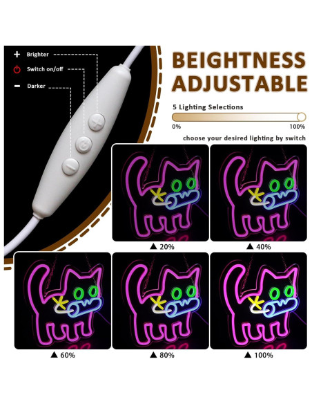 Cartel Neón LED Gato Bomba PMCVYH 33.5x32 cm USB Ajustable Cartel Neón LED Gato Bomba PMCVYH 33.5x32 cm USB Ajustable