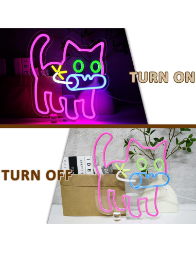 Cartel Neón LED Gato Bomba PMCVYH 33.5x32 cm USB Ajustable