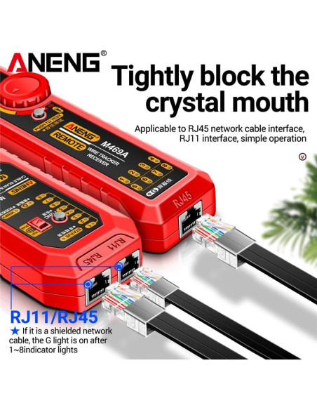 Buscador de Cable de Red M469A RJ45 RJ11 Prueba Eficiente Buscador de Cable de Red M469A RJ45 RJ11 Prueba Eficiente