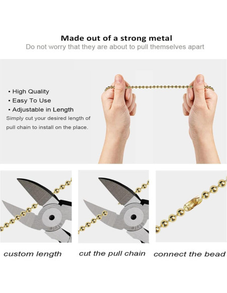 Cadena de Tirar para Ventilador de Techo Aoprofree 34.5 cm Cobre 2 PCS Cadena de Tirar para Ventilador de Techo Aoprofree 34.5 cm Cobre 2 PCS