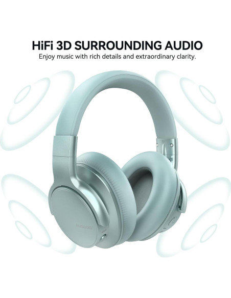 Auriculares Inalámbricos AUSDOM E7 Verde Menta ANC 50h Auriculares Inalámbricos AUSDOM E7 Verde Menta ANC 50h
