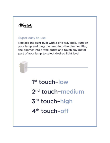 Dimmer Táctil Westek 200W Blanco 2 Unidades Dimmer Táctil Westek 200W Blanco 2 Unidades