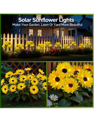Luces Solares de Girasol AHAORIGIN - Paquete de 3, IP65