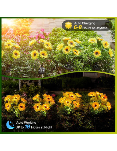 Luces Solares de Girasol AHAORIGIN - Paquete de 3, IP65