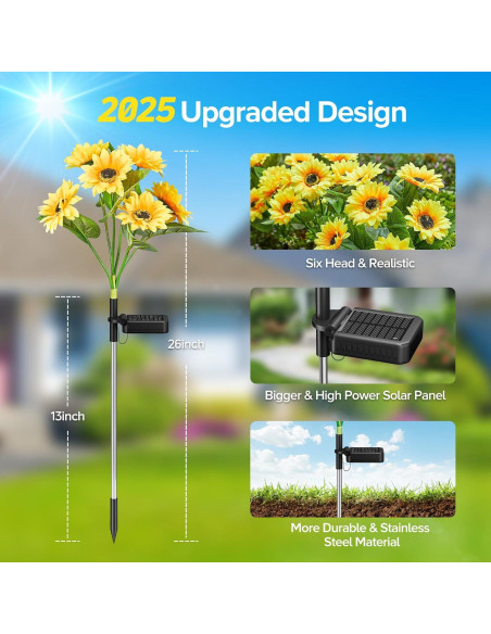 Luces Solares de Girasol AHAORIGIN - Paquete de 3, IP65 Luces Solares de Girasol AHAORIGIN - Paquete de 3, IP65