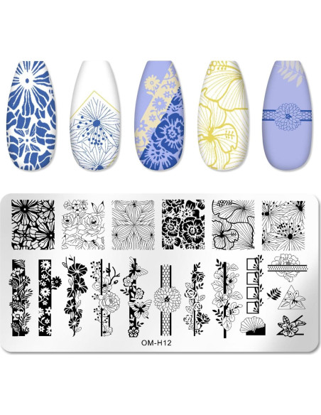 Juego de 6 Placas de Estampado de Uñas KOENWEENI - Plantas y Flores Juego de 6 Placas de Estampado de Uñas KOENWEENI - Plantas y Flores