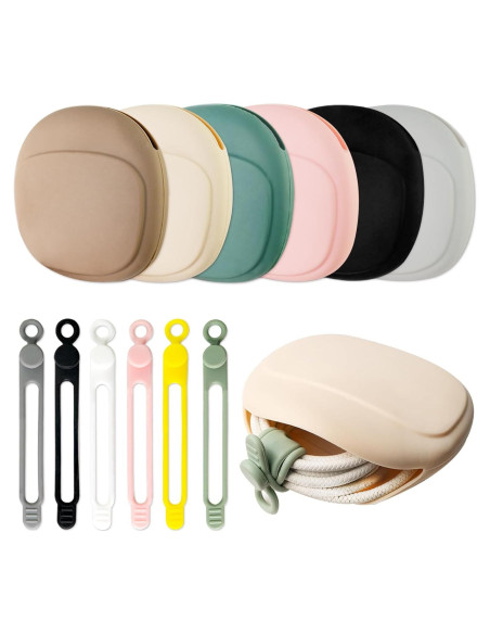 6 PCS Estuche de Silicona para Auriculares y Organizadores de Cable 6 PCS Estuche de Silicona para Auriculares y Organizadores de Cable