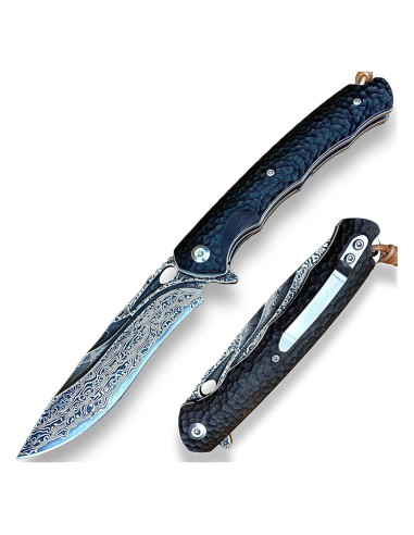 Cuchillo de bolsillo TACTICAL GEARZ Damasco EDC 20.32 cm