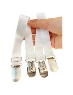 4 Clips Ajustables de Medias Doble Cara Metal ASTRAQLE Blanco