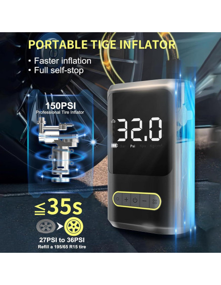 Compresor de Aire Portátil JONEME 150 PSI con Luz LED Compresor de Aire Portátil JONEME 150 PSI con Luz LED