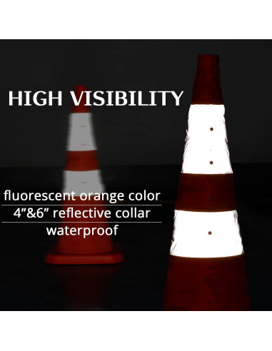 Conos de Tráfico Colapsables GUARDLEAD 28" con Luz LED - Paquete de 4