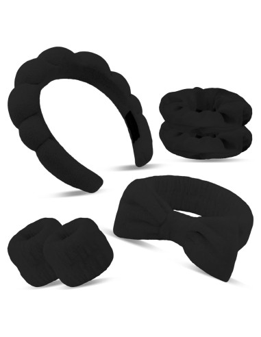 Set de 6 Diademas Negras SuPoo para Spa y Maquillaje