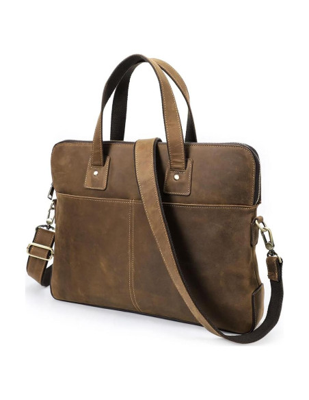 Bolsa Mensajero de Cuero Crazy Horse 16" Marrón Unisex Bolsa Mensajero de Cuero Crazy Horse 16" Marrón Unisex