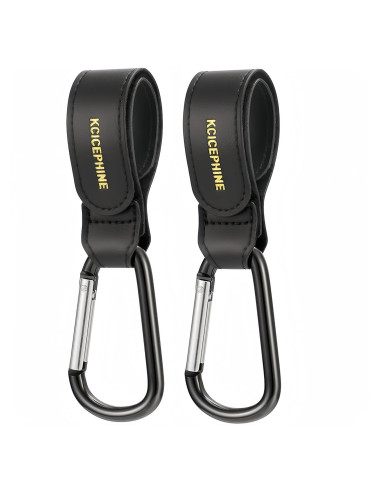 Ganchos para Cochecito de Bebé - 2 Piezas Ajustables Negro