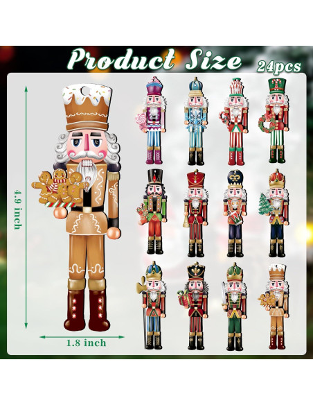 24 Piezas Adornos de Madera Cascanueces Navidad JOPHMO 24 Piezas Adornos de Madera Cascanueces Navidad JOPHMO