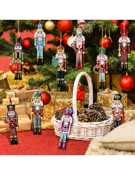 24 Piezas Adornos de Madera Cascanueces Navidad JOPHMO 24 Piezas Adornos de Madera Cascanueces Navidad JOPHMO