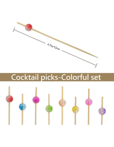 Palillos de cóctel de bambú 100PCS 11.94 cm multicolor