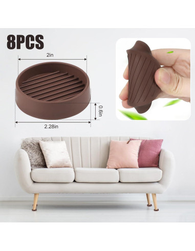 8 Almohadillas Antideslizantes para Muebles Pinsit 5.1cm